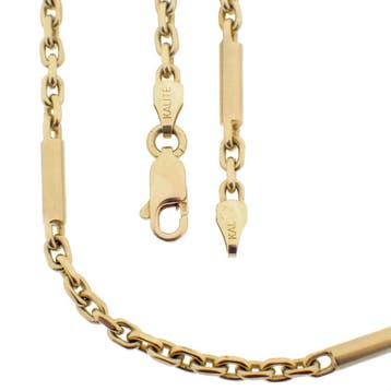 Gouden ankerschakel ketting met staafjes, Ophalen of Verzenden, Gebruikt, Goud, Goud