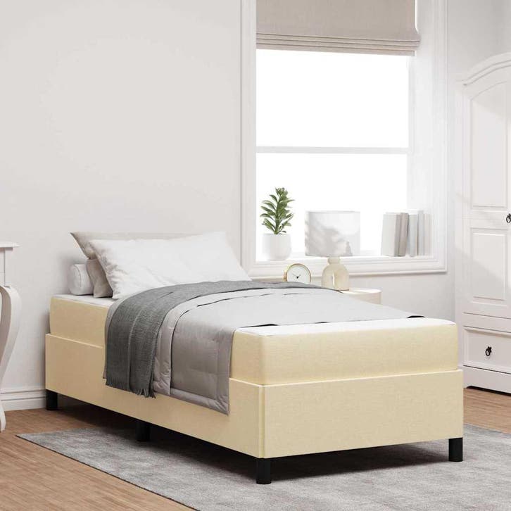 vidaXL Boxspringbed Crème 80 x 200 cm Stof, Huis en Inrichting, Slaapkamer | Bedden, Crème, Nieuw, Stof, Verzenden