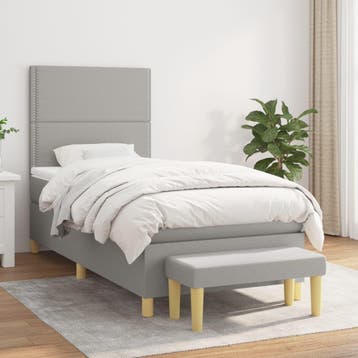 vidaXL Boxspring met matras stof lichtgrijs 100x200 cm, 100 cm, Eenpersoons, Verzenden, Nieuw