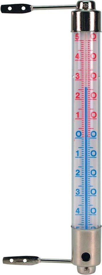Metalen Kozijnthermometer 20cm transparant voor Buiten, Verzenden, Nieuw