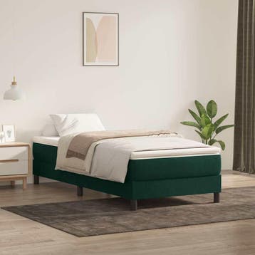 vidaXL Boxspring zonder matras fluweel donkergroen 90x220 cm, Huis en Inrichting, Eenpersoons, Verzenden, Nieuw, Stof
