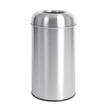 Bolero RVS bullet afvalbak open-top zilver 40L, Verzenden, Nieuw