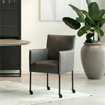 Set van 8 Leren eetkamerstoelen More - Toledo Antracite, Huis en Inrichting, Stoelen, Ophalen of Verzenden, Nieuw, Leer