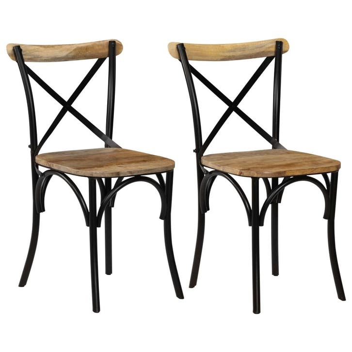 vidaXL Kruisstoelen 2 st massief mangohout zwart, Huis en Inrichting, Stoelen, Zwart, Nieuw, Verzenden