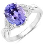 Ring - 14 karaat Witgoud - 3.92ct. tw. Tanzaniet - Diamant -, Nieuw