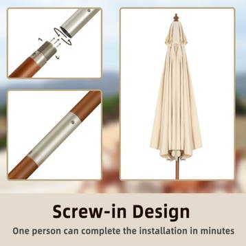 2dekans | Coast Parasol met 8 Baleinen Kantelbaar - Beige -, Ophalen of Verzenden, Zo goed als nieuw