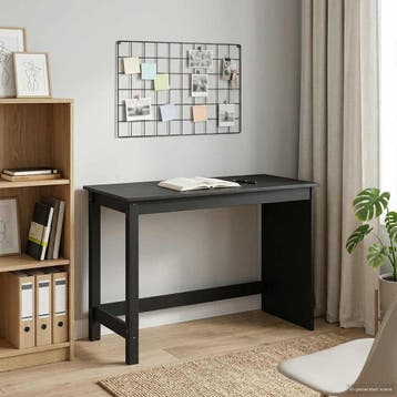 vidaXL Bureau Zwart 112 x 50 x 75 cm Massief Vurenhout, Verzenden, Nieuw