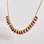 Zonder minimumprijs - Halsketting Zilver - Garnet -, Nieuw