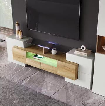 Hoogglans TV-Lowboard – TV Meubel met LED-Verlichting 200 cm, Verzenden, Nieuw