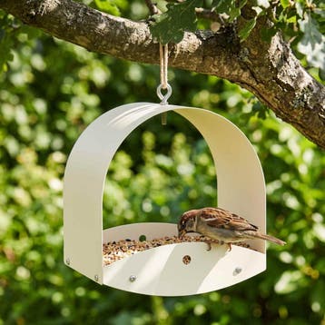 vidaXL Hangend vogelvoederhuisje Staal Wit, Verzenden, Nieuw