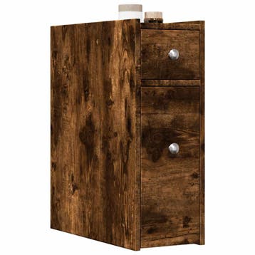 vidaXL Badkamerkast smal met wielen bewerkt hout gerookt, Huis en Inrichting, Verzenden, Nieuw