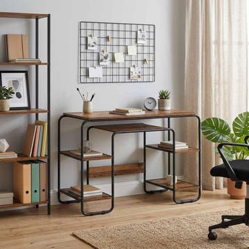 vidaXL Bureau met opbergruimte Eikenhout 113.5 x 52 x 75.5, Verzenden, Nieuw