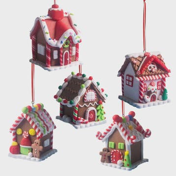 Set van 5 Kerstversiering Gingerbread Huizen - Decoratieve K, Verzenden, Nieuw