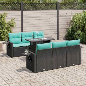 vidaXL 7-delige Loungeset met kussens poly rattan acacia, Verzenden, Nieuw, Loungeset