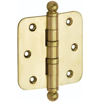 Kogellagerscharnier 76x76 ronde hoek bol messing gelakt, Verzenden, Nieuw
