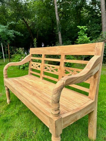 Stationsbank glad teakhout -  130 cmTuinbanken, Tuin en Terras, Tuinbanken, Ophalen of Verzenden, Nieuw