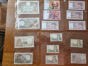 Frankrijk. - 15 banknotes - various dates (Zonder