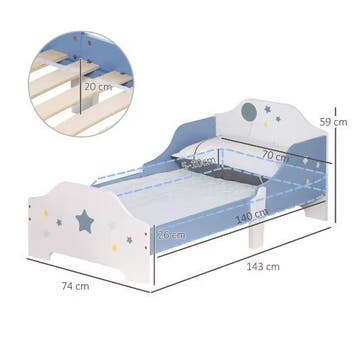 Kinderbed +3 Jaar met Sterrenprint en Zijrails, Kinderen en Baby's, Kinderkamer | Bedden, Verzenden, Nieuw