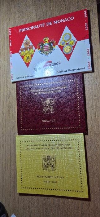 Monaco, Vaticaan. Year Set (BU) 2002/2021 (3 sets), Postzegels en Munten