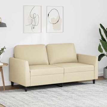 vidaXL Tweezitsbank 140 cm kunstleer crèmekleurig, Verzenden, Nieuw, Tweepersoons, Leer