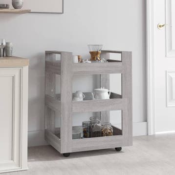 vidaXL Keukentrolley 60x45x80cm bewerkt hout grijs sonoma, Verzenden, Nieuw