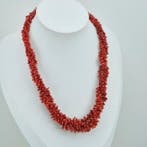 Bloedkoraal - Zilver - Halsketting - CORALLO MEDITERRANEO, Antiek en Kunst