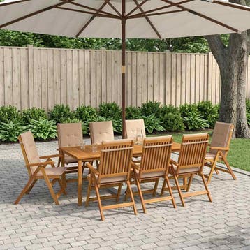 vidaXL 9-delige tuinset Naturel Massief Acaciahout, Huis en Inrichting, Verzenden, Nieuw