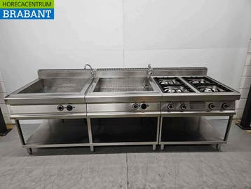 RVS Gico Baklijn 4 pits fornuis met 2 x dubbele bain marie, Ophalen of Verzenden, Gebruikt