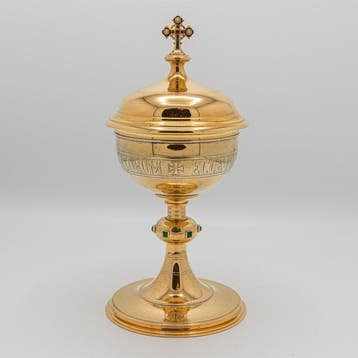 Ciborie, circa 1900, Duitsland - Messing, Verguld -, Antiek en Kunst