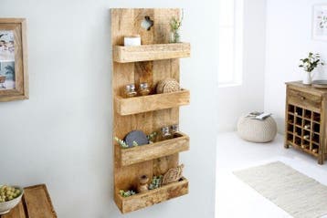 Stevige keukenplank HEMINGWAY 80cm mangohouten wandplank -, Huis en Inrichting, Ophalen of Verzenden, Nieuw