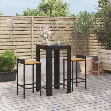 vidaXL 3-delige Tuinbarset poly rattan en massief acaciahout, Verzenden, Nieuw, 2 zitplaatsen