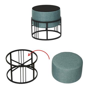 Krukje en bijzettafel Tas rond 2-in-1 set stapelbaar groen e, Verzenden, Nieuw