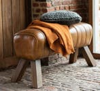 Gym Bench Leather Cognac - Gangbankje - Leder, Hout