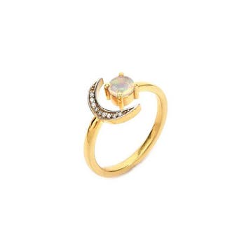 Verlovingsring - 14 karaat Geel goud - 0.45ct. tw. Opaal -