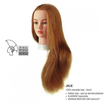 Sibel  Julie Blond Oefenhoofd  Natuurhaar  4060 cm, Verzenden, Nieuw