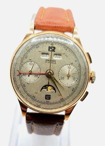 Orfina -18K Gold Komplikation - Triplekalender + Mondphase +, Nieuw