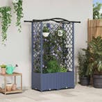 vidaXL Verhoogd Bed met Trellis en Dak Grijs 122 x 40 x 141, Verzenden, Nieuw, Minder dan 60 cm, 60 cm of meer