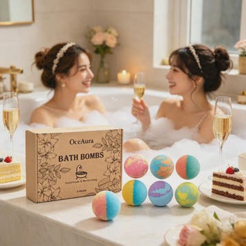 OceAura Luxe Badzout Set - 6x Ontspannende Bath Bombs met Li, Verzenden, Nieuw