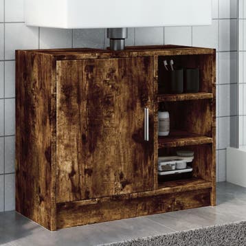 vidaXL Wastafelkast 63x29x55 cm bewerkt hout gerookt, Huis en Inrichting, Verzenden, Nieuw, Wastafelkast, Minder dan 100 cm