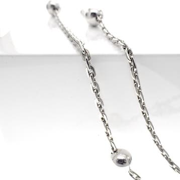 Lange zilveren ankerschakel ketting met bolletjes, Sieraden, Tassen en Uiterlijk, Kettingen, Ophalen of Verzenden, Gebruikt, Zilver