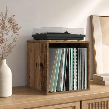 vidaXL Vinyl Album Doos Oud hout 37 x 36,5 x 38 cm Bewerkt, Verzenden, Nieuw