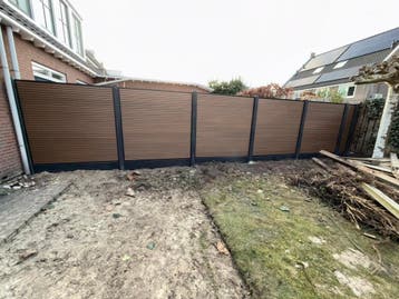 composiet beton-aluminium teak of black rhombus schutting, Nieuw, Kunststof, 6 meter of meer, 1 tot 2 meter