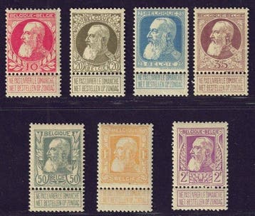 België 1905 - Reeks  Grove Baard de 35ct met originele, Gestempeld