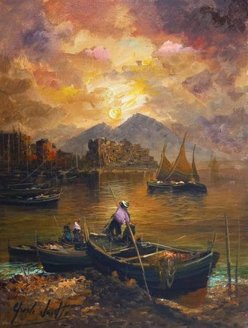 Guido Vuotto (1964) - Mergellina al tramonto (napoli)