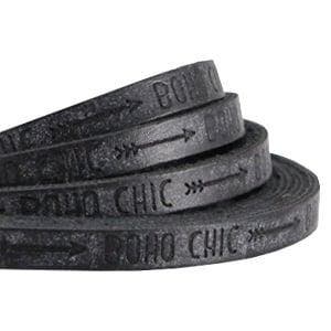 20 cm Plat imi leer 5mm met quote - Boho chic - Antraciet, Ophalen of Verzenden, Nieuw, Draad