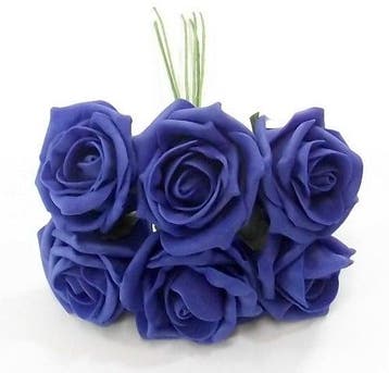 Foamroos princess kleurvast royal blue koningsblauw 6 cm, Ophalen of Verzenden, Nieuw