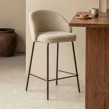 *WOONWINKEL* Barkruk Met Ronde Rugleuning Beige, Verzenden, Nieuw
