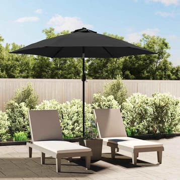 vidaXL Parasol met LED-verlichting en stalen paal 300 cm, Verzenden, Nieuw, 3 tot 4 meter