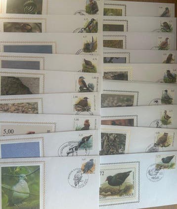 België 2000/2005 - Verzameling van 26 FDCs ’Vogels van, Gestempeld