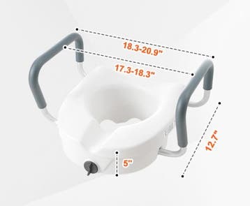 Verhoogde Toiletbril 12,7 cm met Armleuningen, Verzenden, Nieuw